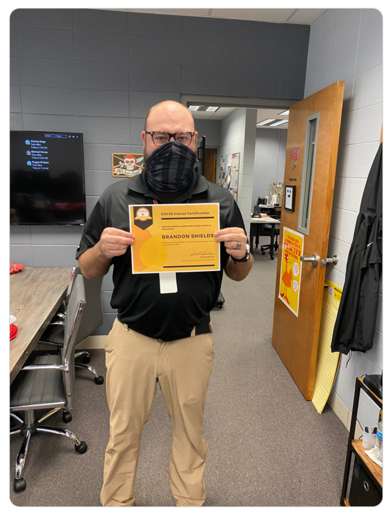 Brandon with GOCSD Canvas Certificate