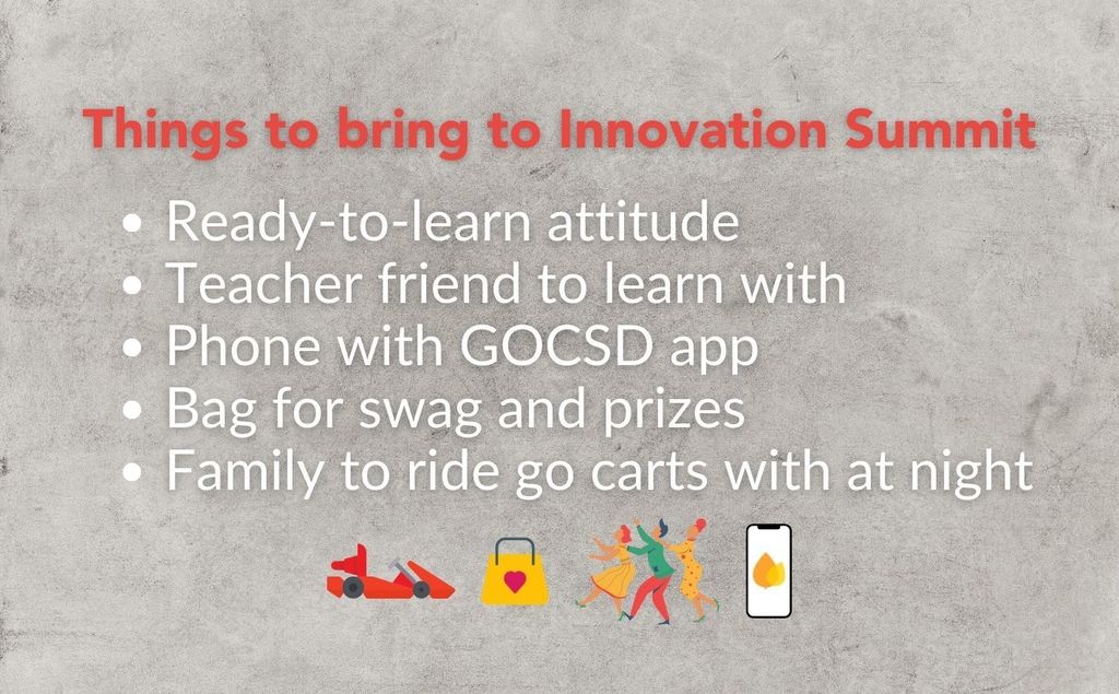 Things to bring to Innovation Summit